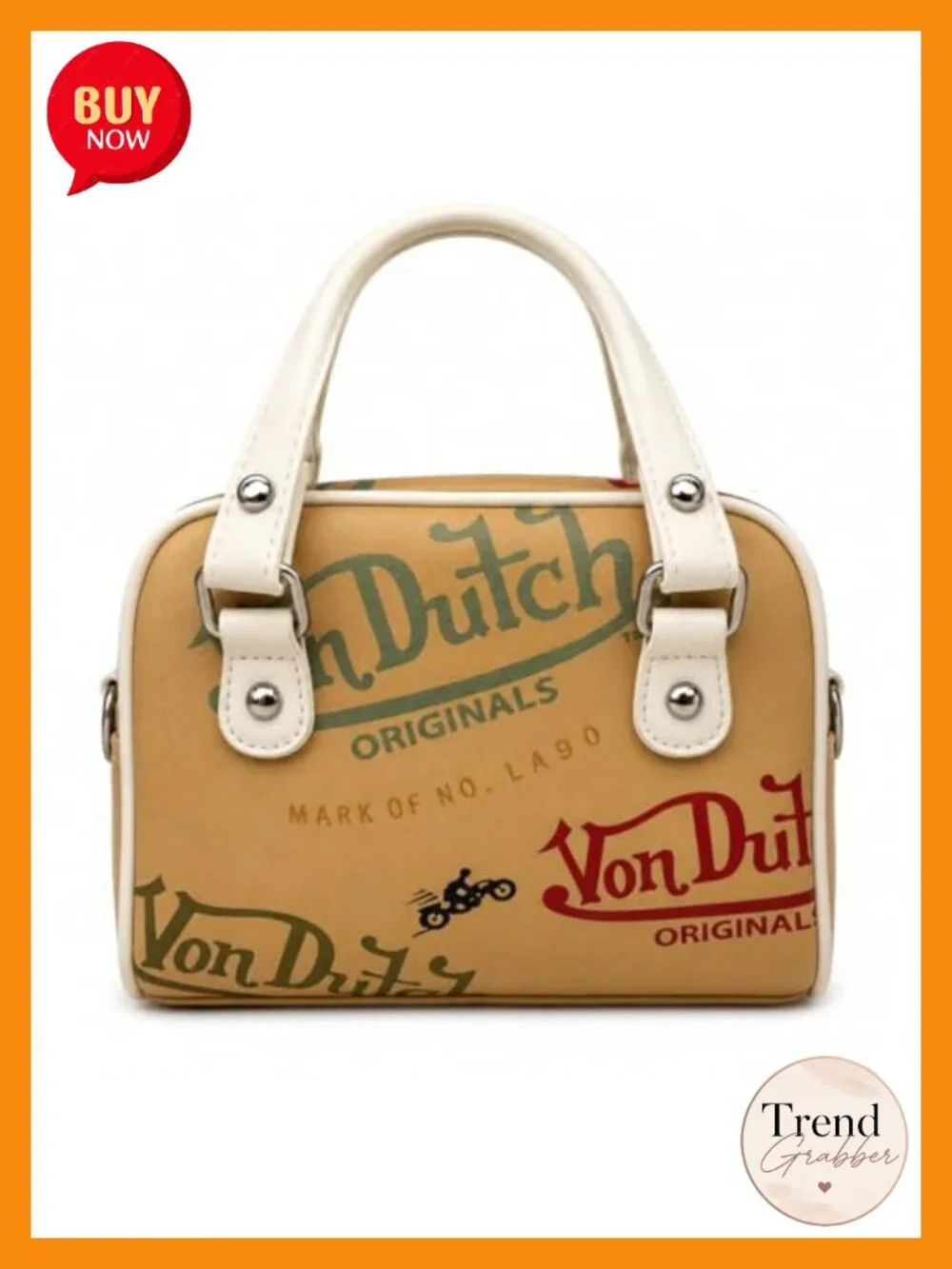 Vintage Logo Satchel Handbag Faux Leather Women Crossbody